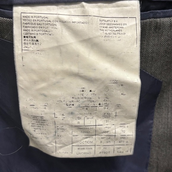 Suitsupply Blazer 44R Livorno Gray Herringbone Jacket Vitale Barberis Canonico - Picture 9 of 16